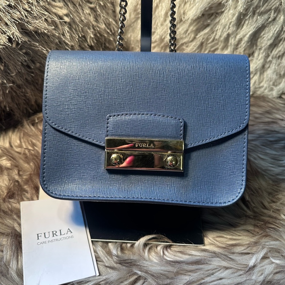 Authentic Furla Blue Leather Women's Bag